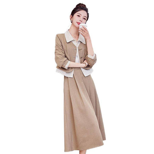 春装新款条纹拼色假两件上衣+半裙套装NSYY8867 商品图4