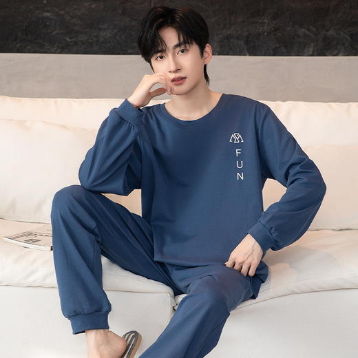 新款春秋季睡衣男春款长袖长裤家居服套装简约休闲居家青年可外穿 商品图5