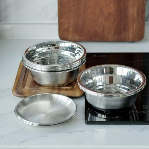 【醒粉福利29.9元八件套】KEYIOW食品级不锈钢盆八件套16*5.5cm/3个，16*3cm/3个，14cm/2个 商品图1