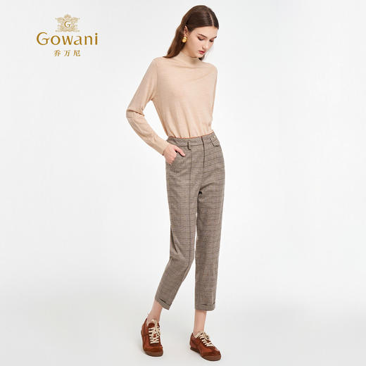 乔万尼2025新品英伦风复古格纹锥形长裤ED3F255 商品图3