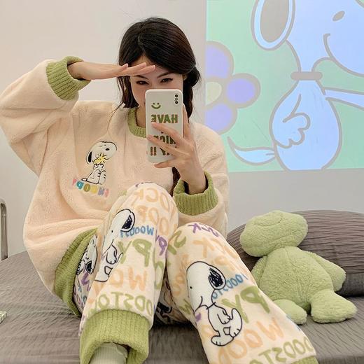 秋冬季【珊瑚绒睡衣女】新款波点可爱卡通 少女法兰绒加绒加厚套装  商品图14