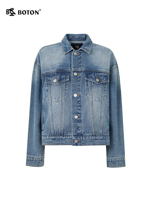 波顿女士秋冬季美式复古浅色牛仔短款外套LJ905323 商品图4