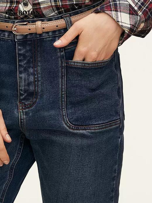 【暖炎绒】波顿女士四季 牛仔长裤 高腰阔腿 直筒藏肉复古口袋款LE332324 商品图3