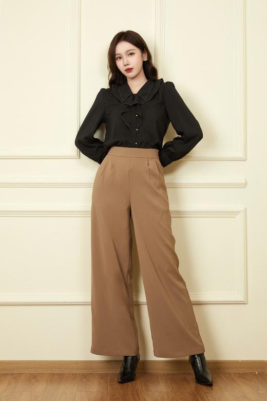 Le Malene 黑色气质优雅花边领衬衣 18731 商品图2