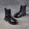 ZM 258696轻奢水洗牛皮烟筒靴瘦瘦靴粗跟厚底机车马丁靴 商品缩略图3