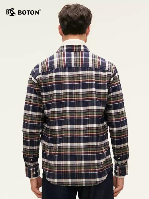 【抗菌防臭】波顿男士春秋冬季 衬衫 磨毛格纹合身 柔暖英伦风休闲长袖款MS065324 商品图3