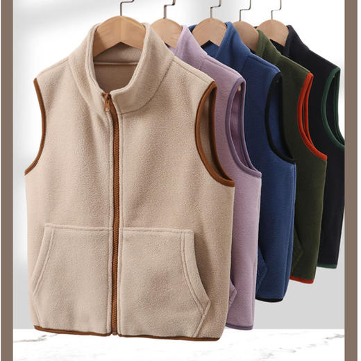 可亲子110-180 足码摇粒绒撞色马甲 商品图2