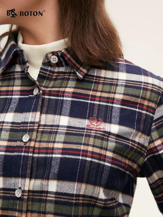 【抗菌防臭】波顿女士春秋冬 格纹衬衫 舒暖净爽 磨毛合身美式长袖休闲款LS017324 商品图4