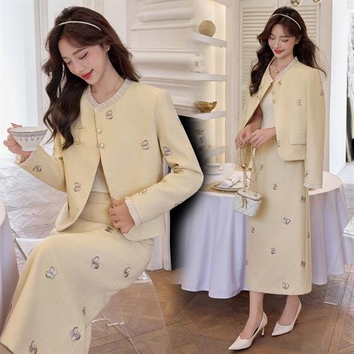 刺绣蝴蝶套装裙2025新款秋季气质减龄短外套半身裙两件套YJLY8618 商品图2