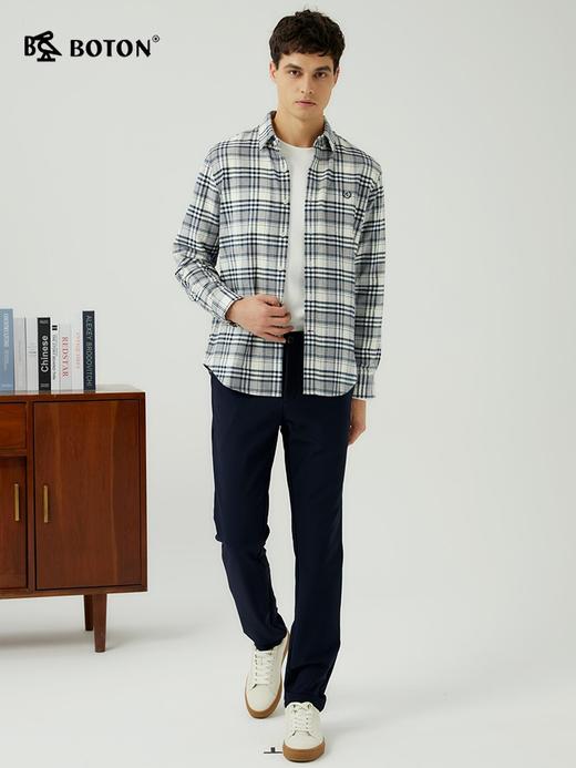 波顿男士秋冬 衬衫 磨毛格纹 修身柔适休闲长袖常规款MS719323 商品图2
