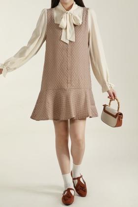 amadella 单排扣假两件撞色连衣裙 18766