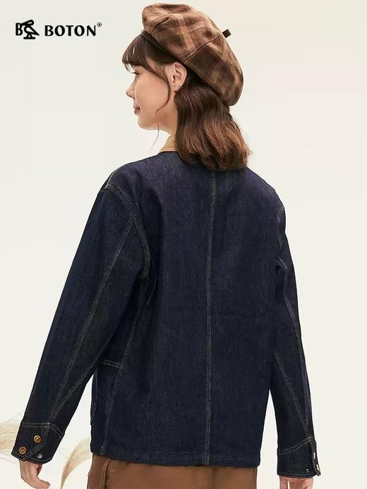 [防掉色]波顿女士春秋季短款牛仔外套 舒挺复古 撞色宽松款LJ923324 商品图1