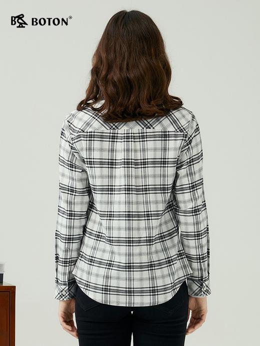 [长绒棉]波顿女士春秋冬 衬衫 磨毛格纹 柔暖合身休闲长袖款LS988323 商品图3