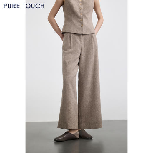 PURE TOUCH女装 25秋冬新款羊毛混纺西装裤通勤高腰直筒厚款长裤 商品图0