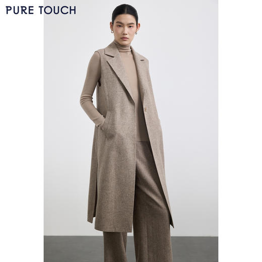 PURE TOUCH女装 25秋冬新款羊毛混纺西装马甲长款OL通勤外搭马甲 商品图0
