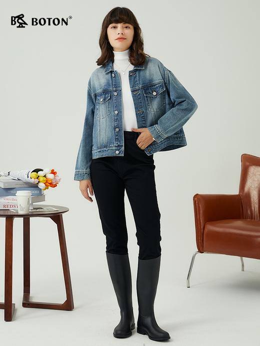 波顿女士秋冬季美式复古浅色牛仔短款外套LJ905323 商品图1