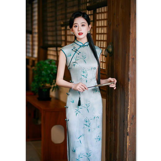 GX港风中式改良新中式长款坎肩袖旗袍2025初秋新款年轻女士日常旗袍 商品图0