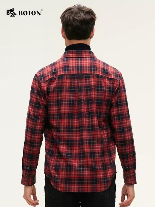 【抗菌防臭】波顿男士春秋冬 衬衫 精梳棉磨毛格纹 合身暖适长袖款MS069324 商品图3