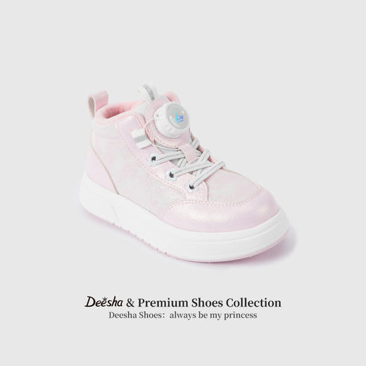 笛莎Deesha 女童童鞋2025冬季新款加绒高帮板鞋 商品图1