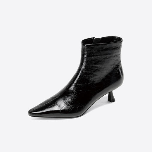 Westory2025年冬季小方头中跟抓邹牛油皮简约百搭短靴S25DS85931 商品图9