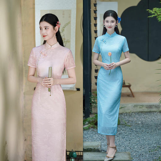 GX纯色时尚改良年轻少女款旗袍2025初秋新款日常可穿修身旗袍连衣裙 商品图0