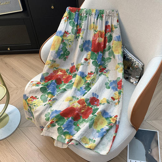 GYH 5130复古休闲百搭休闲文艺简约数码印花半身裙 商品图1