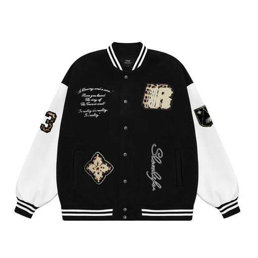 FDR官方店 情侣豹纹贴布夹克男款2025秋季拼接撞色棒球服外套女 商品图3