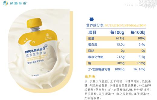 鱼狮草本  HMO水解米蛋白  流质营养辅食 60g/袋 商品图3