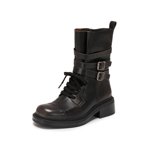 【云粉节】【思加图】BF楼思加图2025新款玫瑰鼓手英伦风马丁靴中靴厚底时装靴女靴EIH02, 吊牌价2490，活动价1858 商品图7