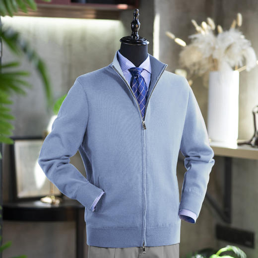 秋季新款男士精纺羊毛拉链/纽扣针织毛衣开衫  两款多色可选——不退不换 商品图4