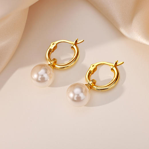 Winy s925 金秋月圆系列耳饰 金色仿珍珠气质百搭耳饰送女朋友/老婆/闺蜜生日节日礼物 商品图1