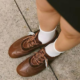 棕色36/37/38发货时效需7天  全羊皮音符德训鞋 时尚百搭 舒适柔软
