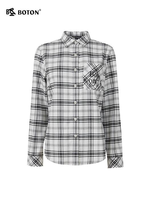 [长绒棉]波顿女士春秋冬 衬衫 磨毛格纹 柔暖合身休闲长袖款LS988323 商品图5