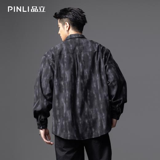 PINLI品立2025秋季新款莱赛尔肌理印花衬衫宽松休闲长袖衬衣外套GD253113114 商品图2