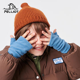 伯希和户外儿童抓绒手套女半指保暖加绒保暖防风骑行运动透气男