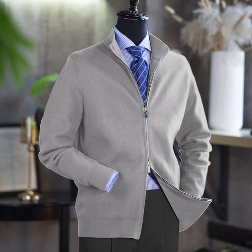 秋季新款男士长绒棉拉链款针织毛衣开衫  多色可选-不退换 商品图3