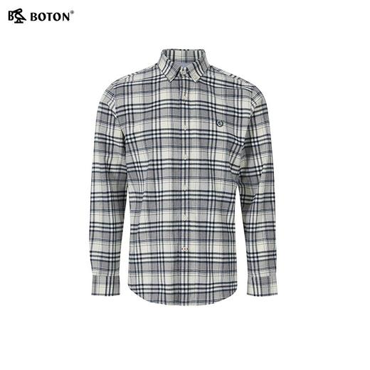 波顿男士秋冬 衬衫 磨毛格纹 修身柔适休闲长袖常规款MS719323 商品图5