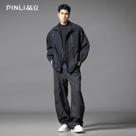 PINLI品立2025秋季新款潮牌立领夹克男宽松休闲百搭工装外套上衣GD253104003 商品图1