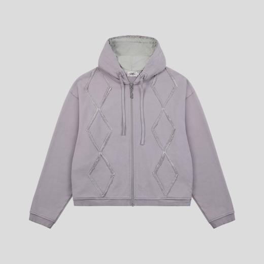 GOODBAI 916 菱形贴布连帽抽绳拉链宽松卫衣 商品图2