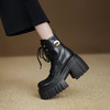 【预售5天】时尚圆头粗跟厚底短筒马丁靴女百搭纯色韩版风系带牛皮靴子ZMXY&ZM2542-1 商品缩略图3