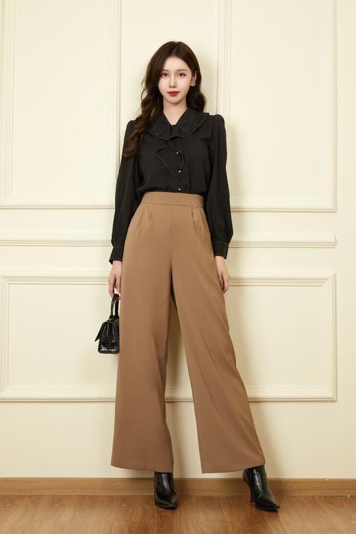 Le Malene 黑色气质优雅花边领衬衣 18731 商品图5