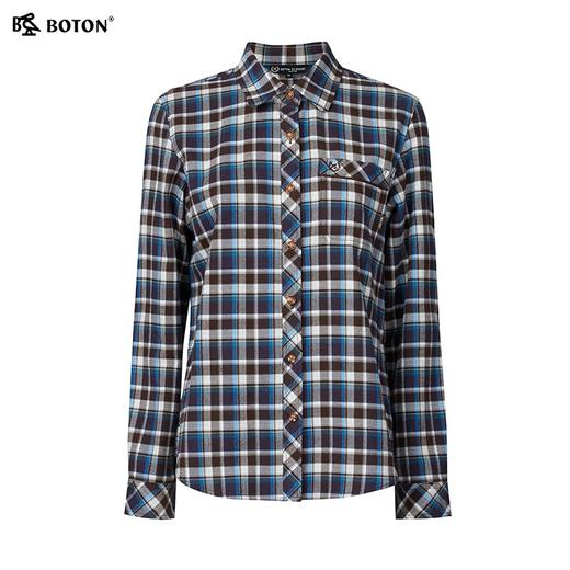 波顿女士春秋冬 格纹衬衫 舒挺随搭 合身磨毛翻领长袖款LS020324 商品图5