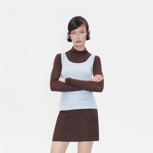 HERLIAN 2025年秋冬新品假两件拼色高领打底衫 商品图1