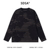 SDSA男士秋冬新款痞帅男装韩版扎染晕染撞色条纹圆领长袖T恤百搭 商品缩略图0
