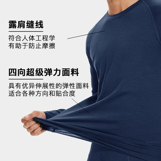 IGUANA可机洗新品男式美利奴羊毛长袖T恤速干户外徒步藏青色 商品图2