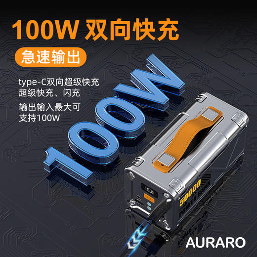 Auraro5万毫安超大容量户外电源|高达的100W闪电回血速率!自带LED探照灯+SOS求救灯|充电宝 商品图3