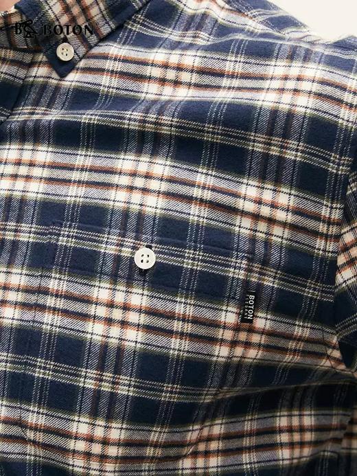 【抗菌 防臭】波顿男士春秋冬 衬衫 磨毛格纹合身 柔暖休闲长袖款MS063324 商品图3