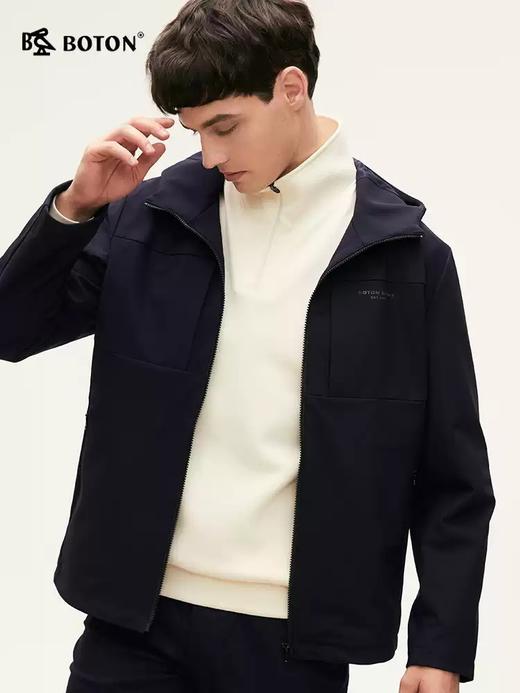 波顿男士春秋冬 夹克 绒布复合 连帽弹力舒适保暖合身款MJ018324 商品图5