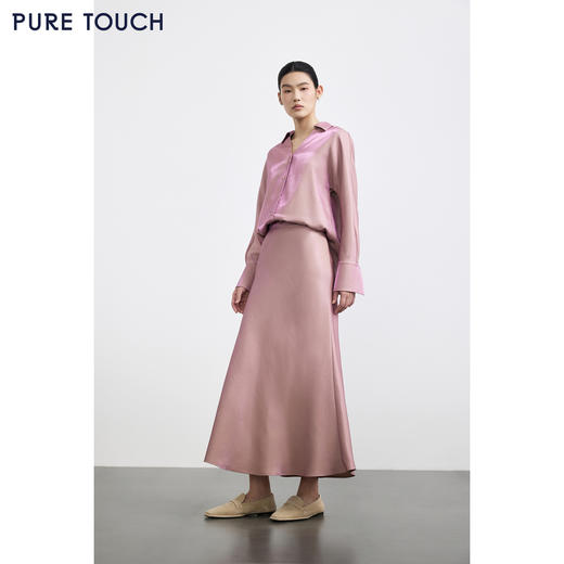 PURE TOUCH女装 25秋冬新款缎面珠光感鱼尾半裙中长款a字过膝长裙 商品图1