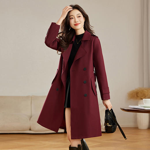 气质翻领长款系带，时尚外套女式风衣HR-ZYF2510 商品图2